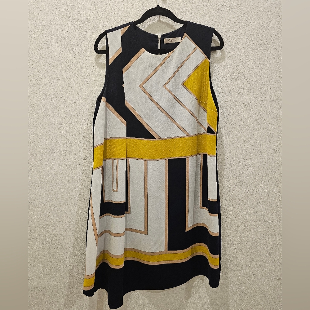 OASIS Asymmetrical Color Block Dress Size 16